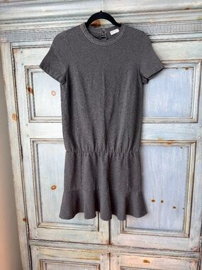 Brunello Cucinelli Gray Cotton Drop Waist Short Dress Size XS
